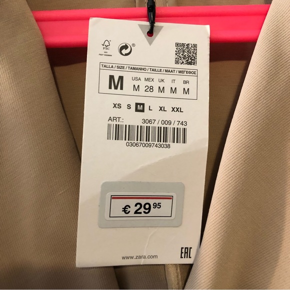 ZARA Camel Cropped Wrap Top Jacket Size M - Picture 4 of 5